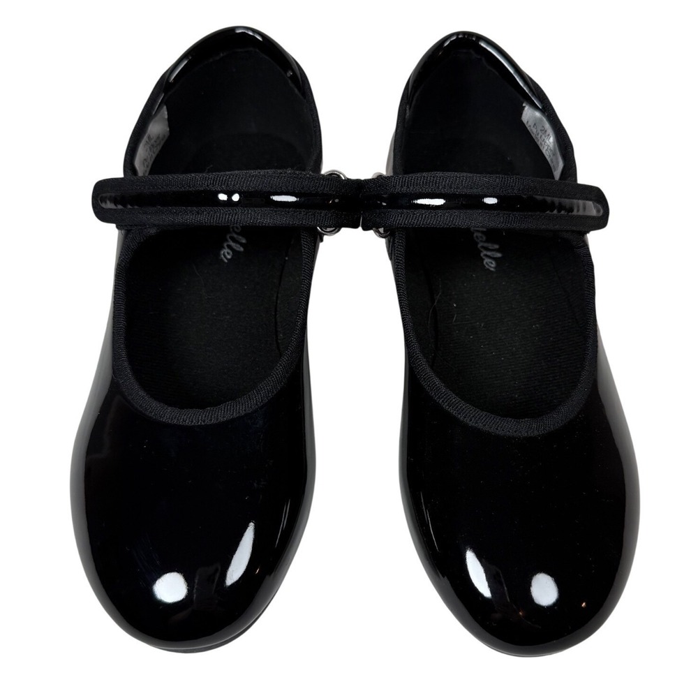 Stelle Black Patent Mary Jane Tap Shoes Kids Size 2ML Hook and Loop Strap
